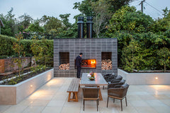 Escea EK1250 Outdoor Wood Fireplace Kitchen